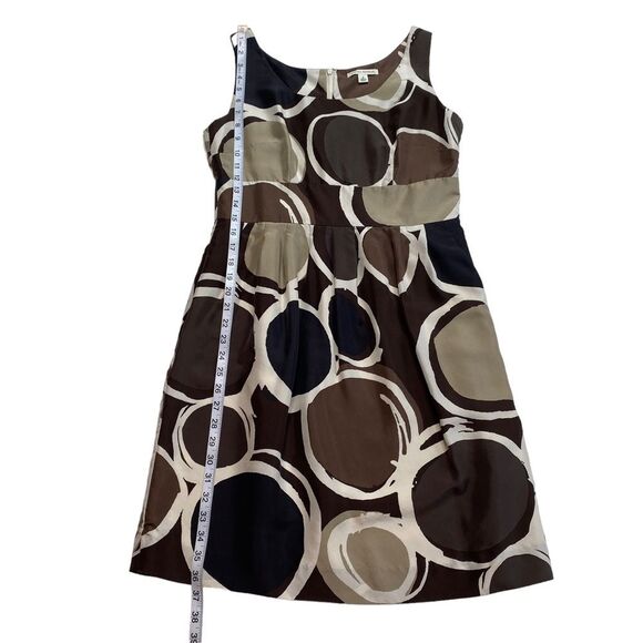 Banana Republic Silk Sleeveless Sheath Dress Brown Geometric Print Sz 8 - Picture 11 of 15
